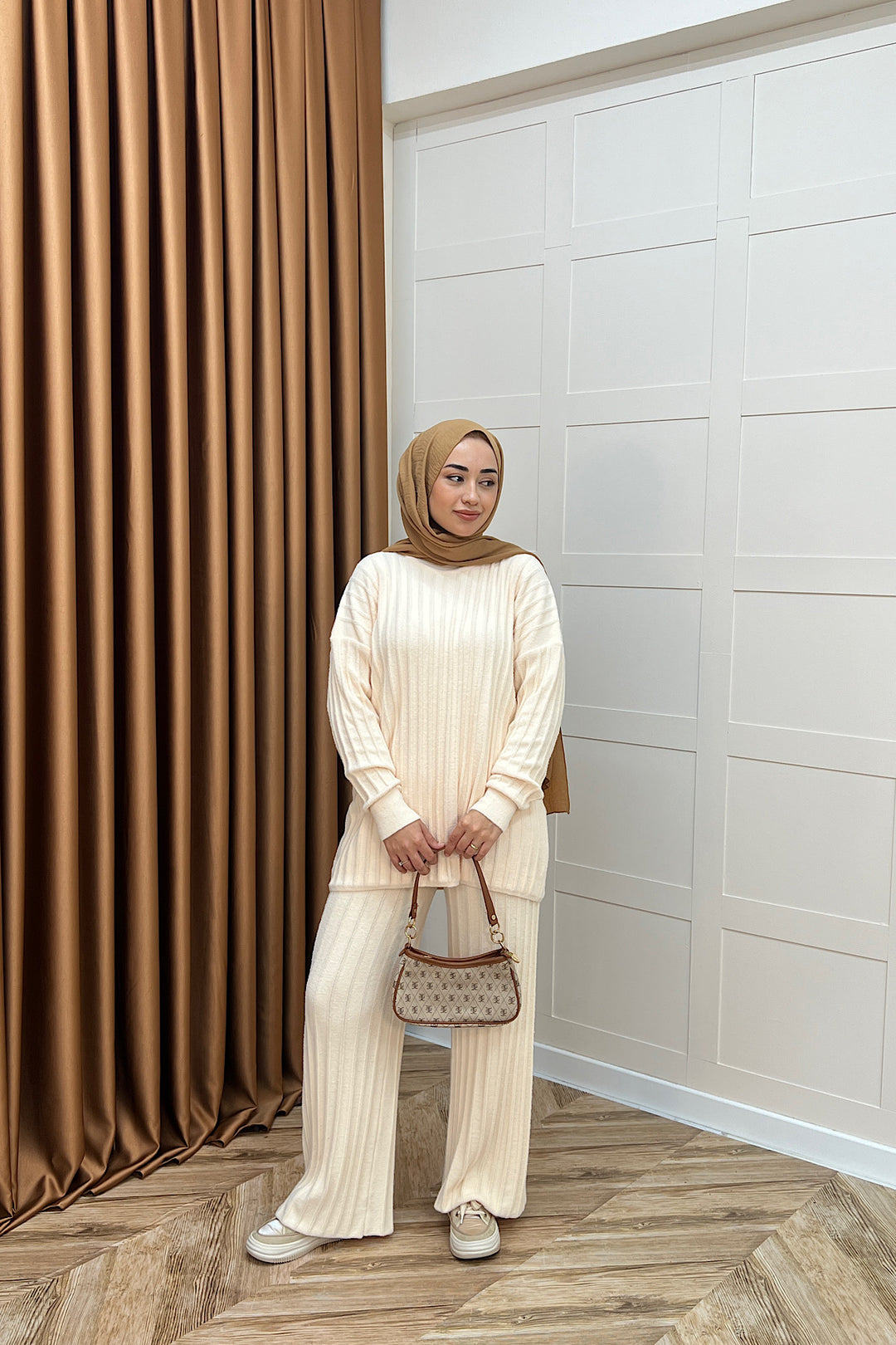 Kripto Keçe Sakal Triko Takım Krem 25560-KREM