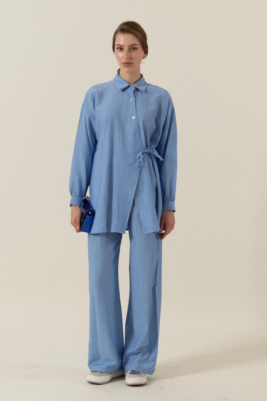 Tuana Yandan Bağlamalı Takım Mavi 3130-MAVI