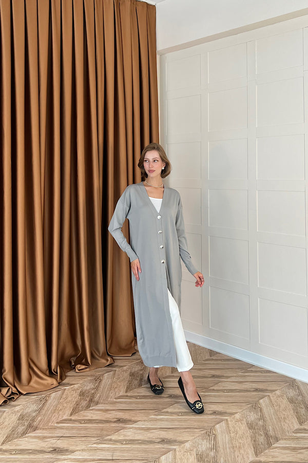 Uzun Triko Hırka Gri 247500-GRI