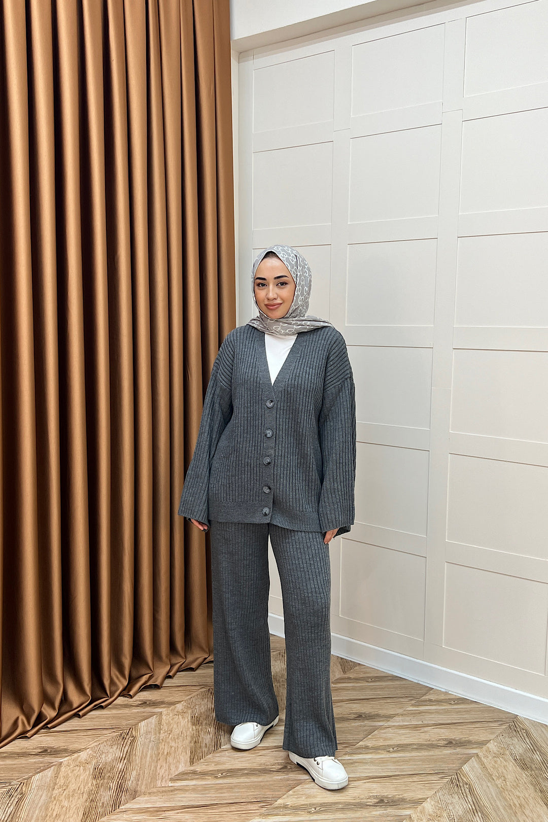 Galata Fitilli Triko Hırka Takım Antrasit 25630-ANTRASIT