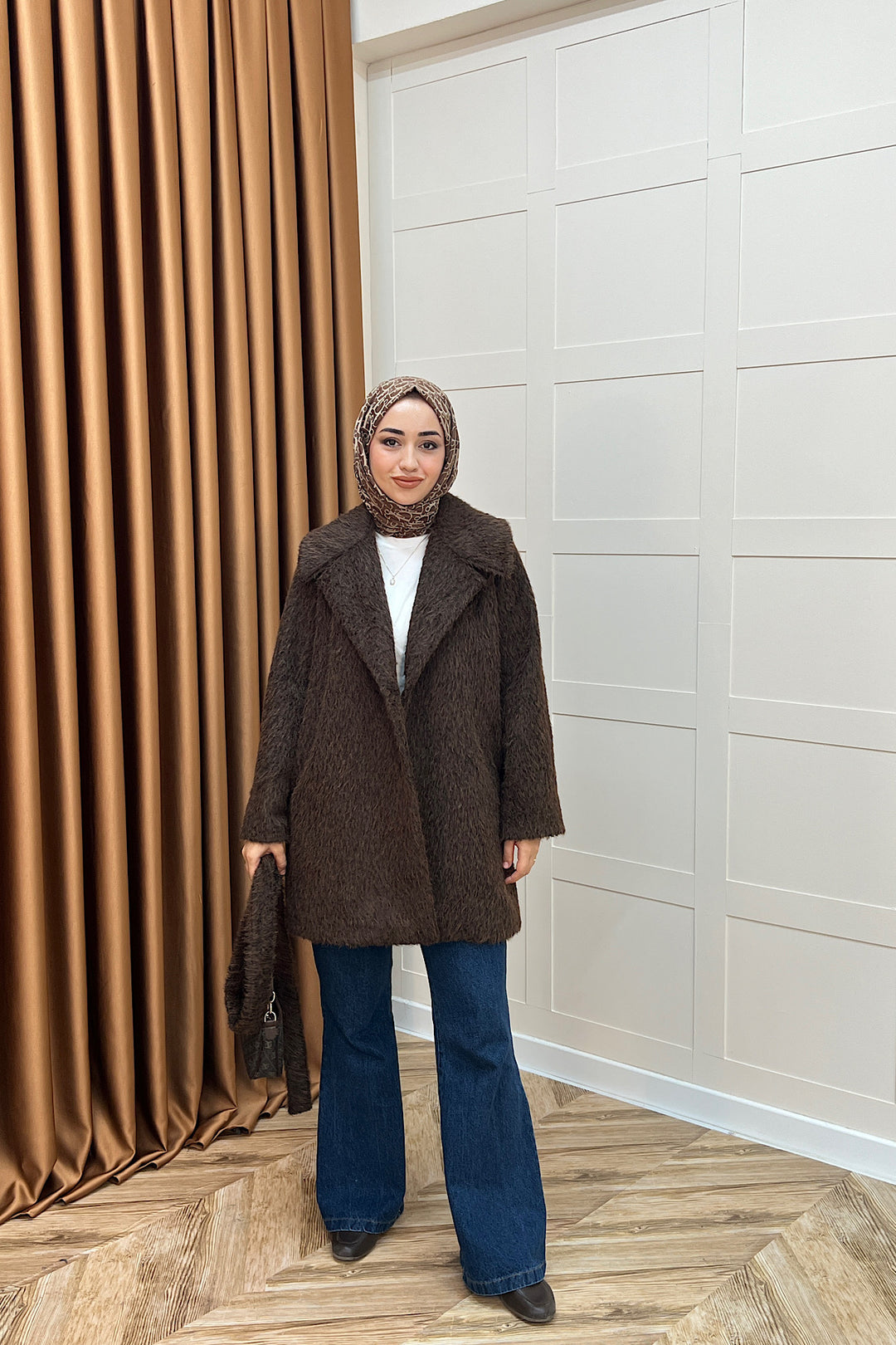 Grok Peluş Kaban Kahverengi 5523-KAHVERENGI