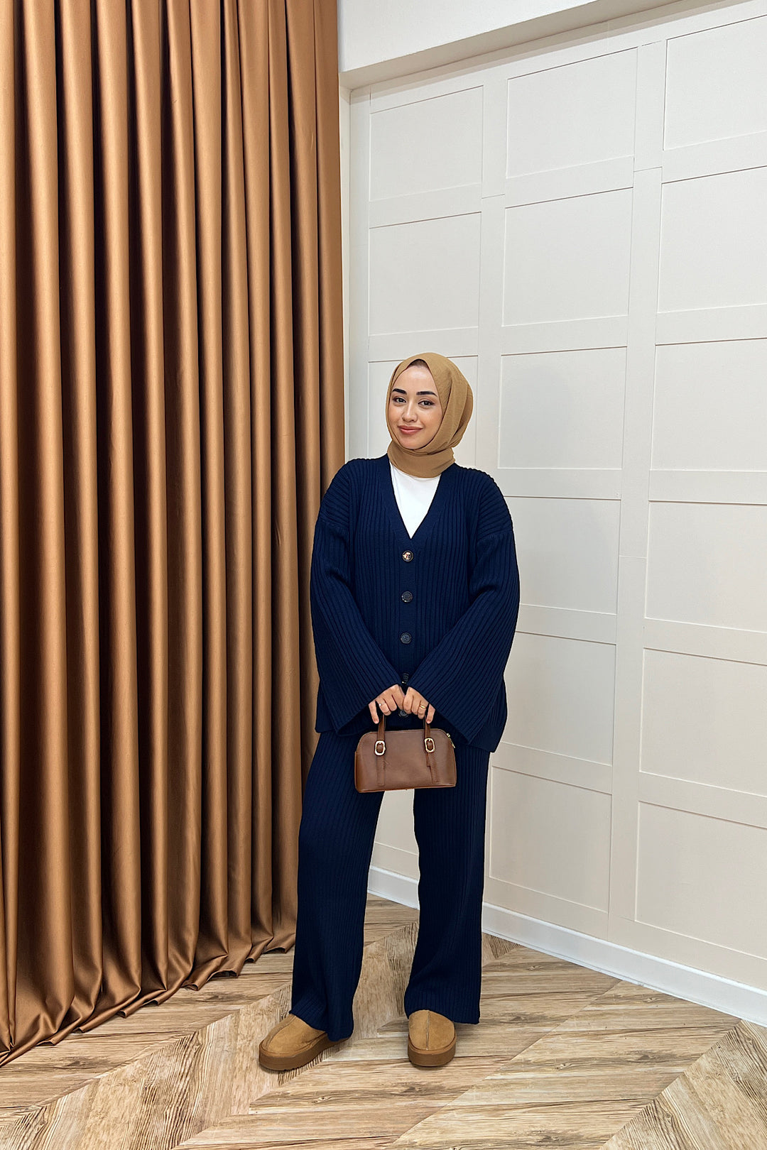 Galata Fitilli Triko Hırka Takım Lacivert 25630-LACIVERT