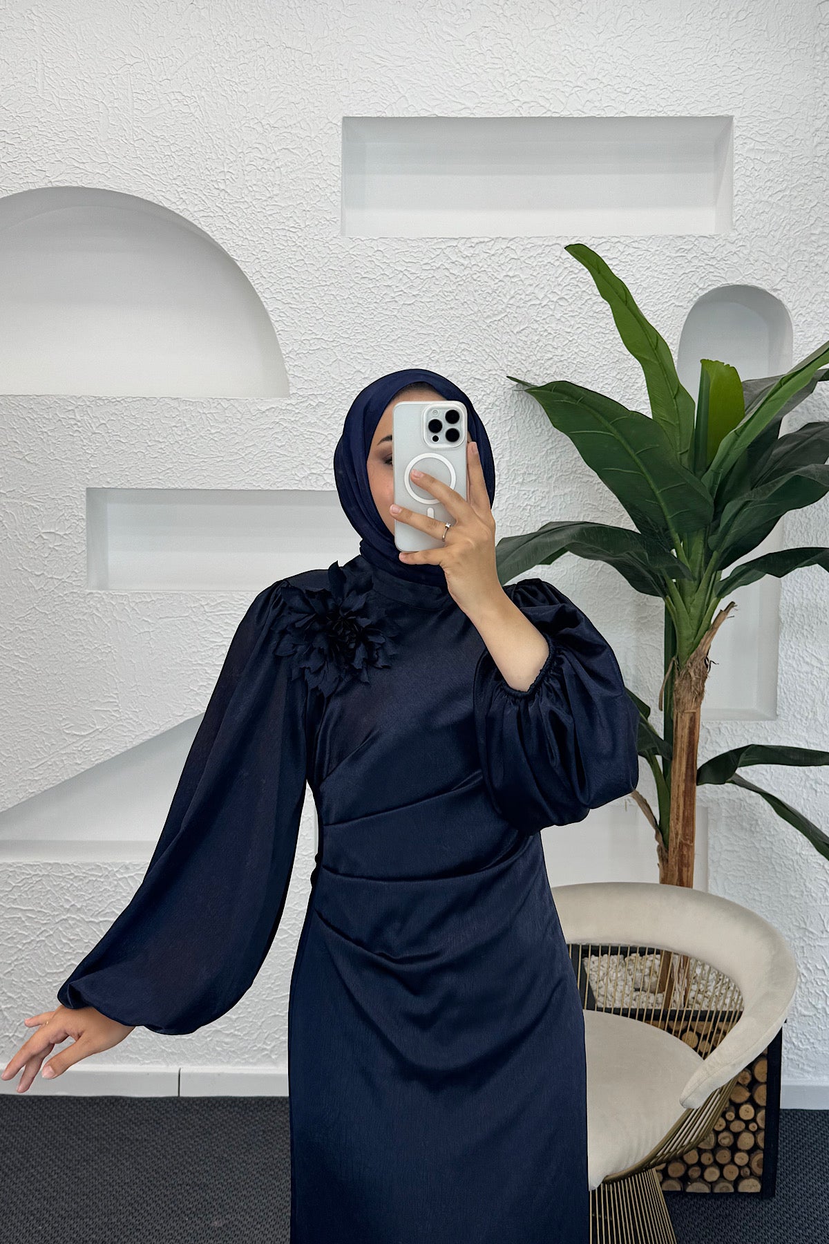 Sanna Broş Detay Abiye Lacivert 4985-LACIVERT