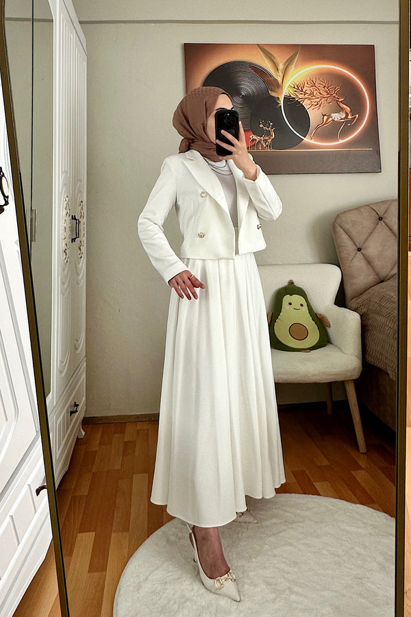 Pirikaşe Etekli Takım Beyaz 2056-BEYAZ