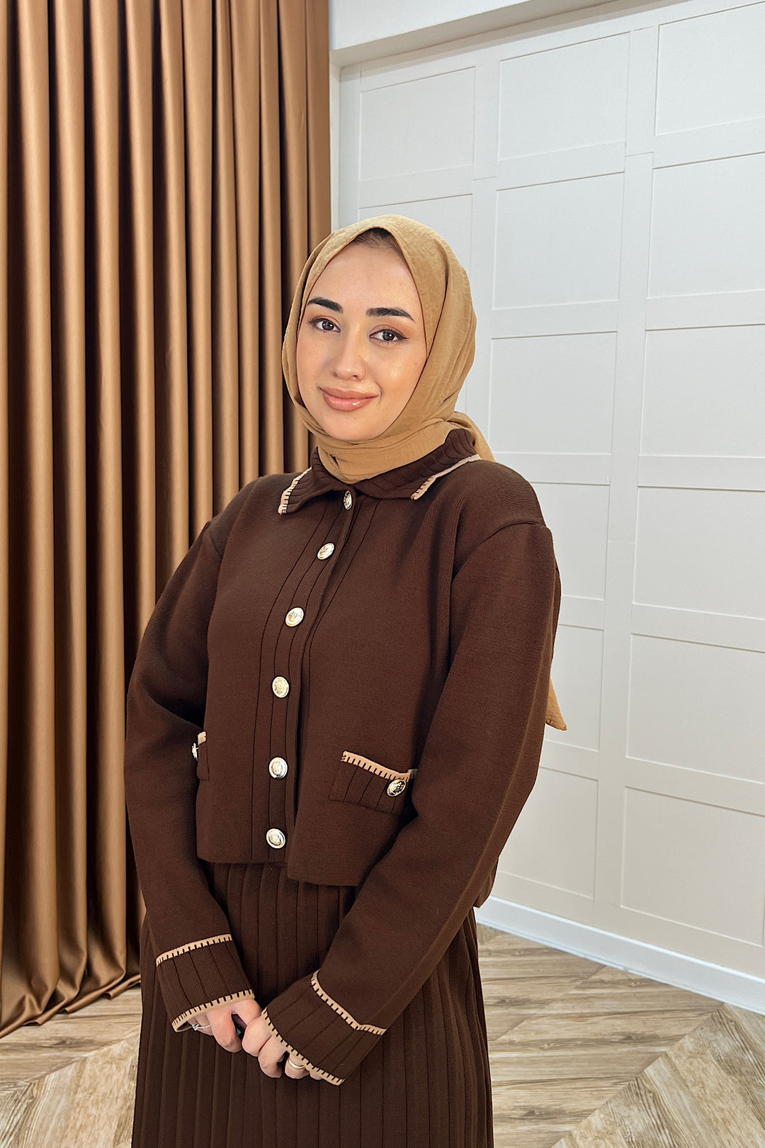 Roma Etekli Triko Takım Kahverengi 20999-KAHVERENGI