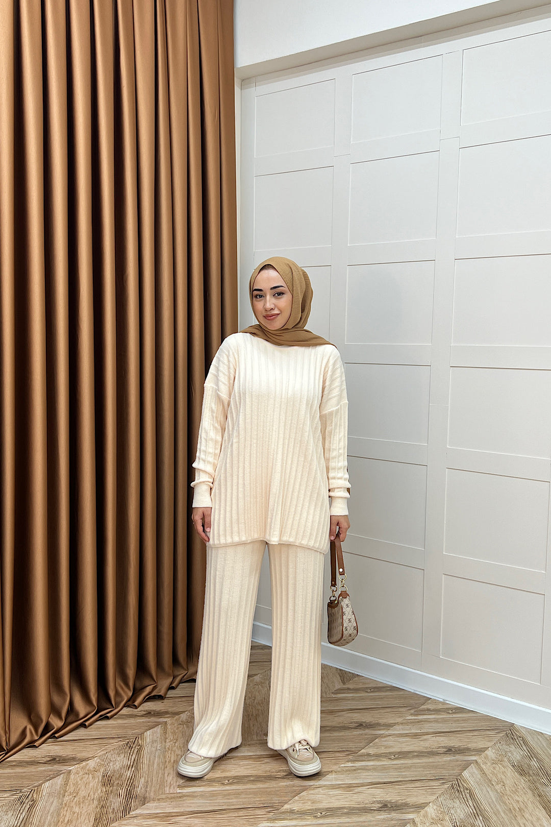 Kripto Keçe Sakal Triko Takım Krem 25560-KREM