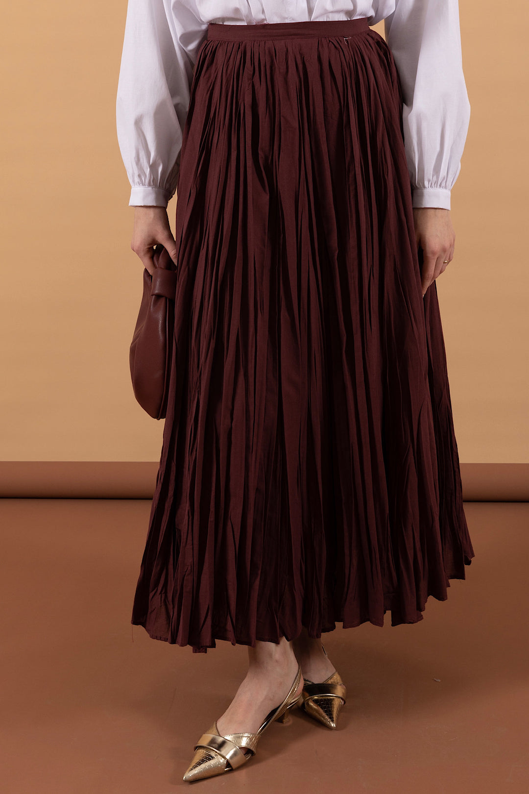 Begonya Piliseli Etek Bordo 6398-BORDO