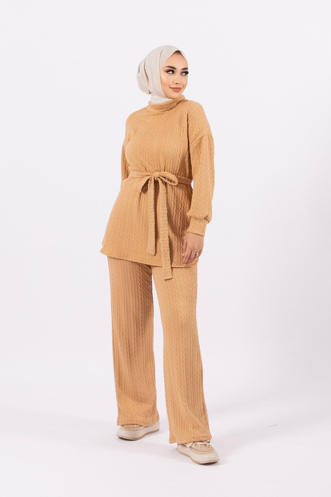 Elina İkili Örme Takım Camel 24K6178-CAMEL