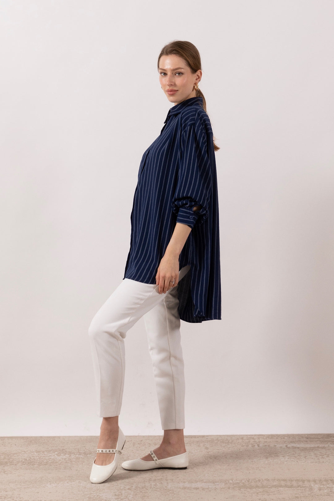 Çizgi Detay Tunik Lacivert 01573-LACIVERT