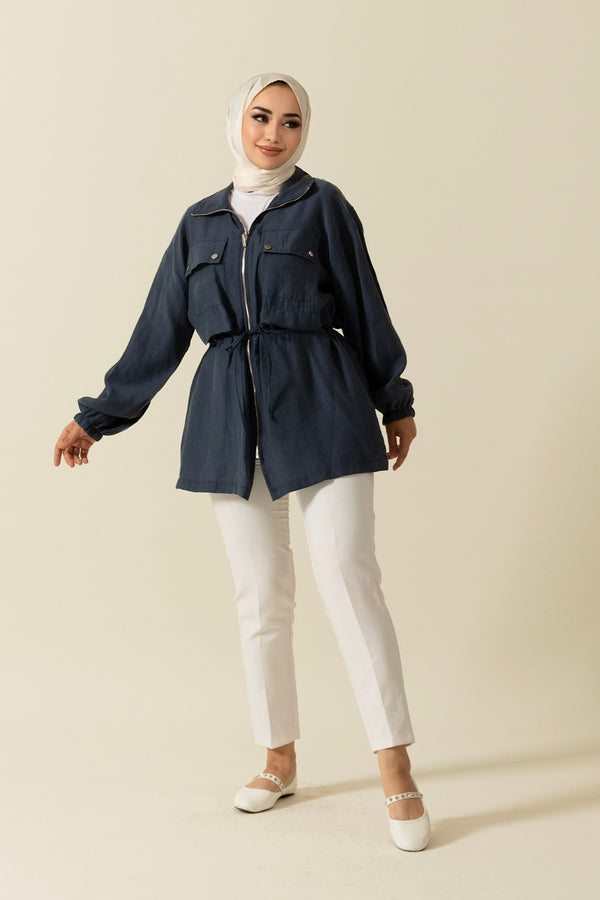 Çift Cepli Tesla Kap Lacivert 1940-LACIVERT