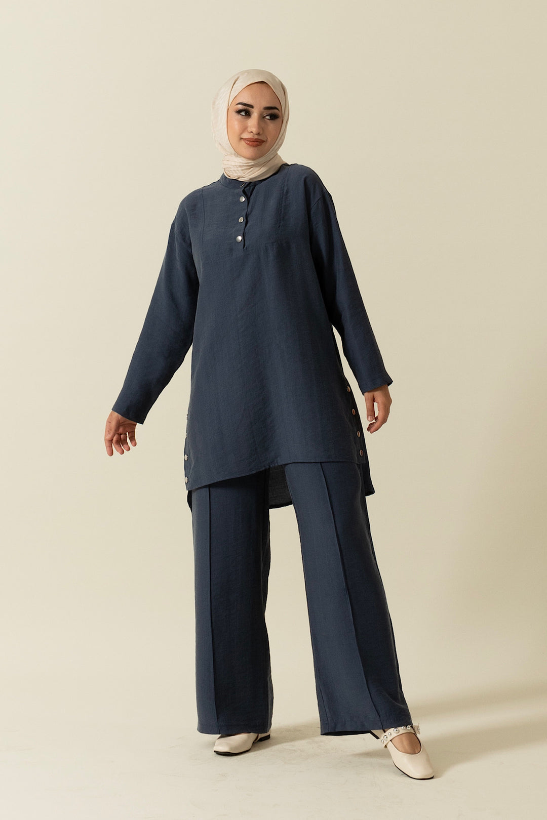 Yanları Çıtçıtlı Tesla Takım Lacivert 1947-LACIVERT