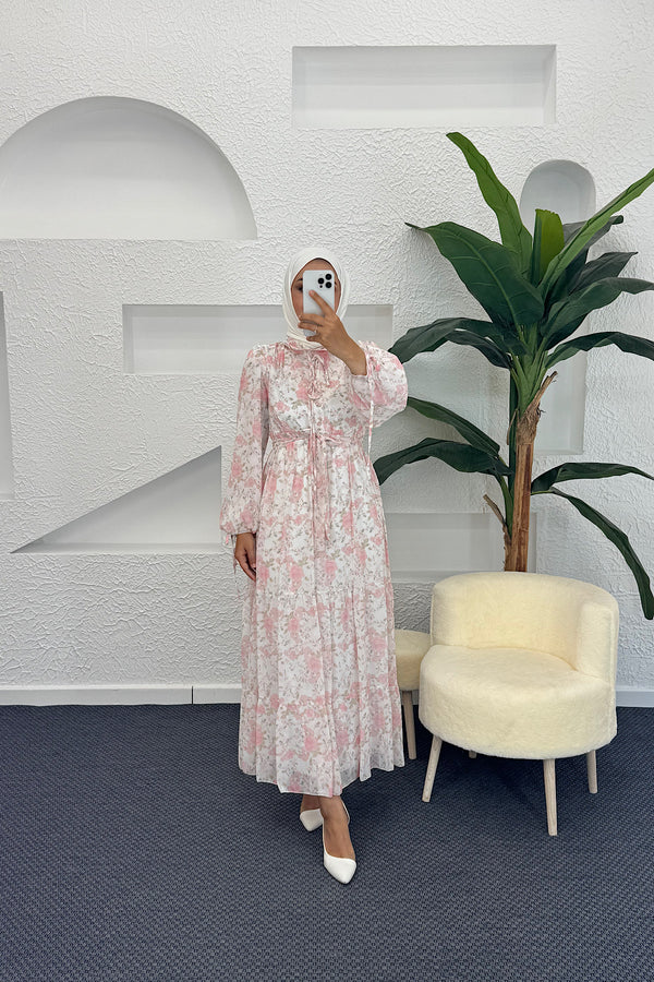 Liva Şifon Elbise Pembe 3065-PEMBE