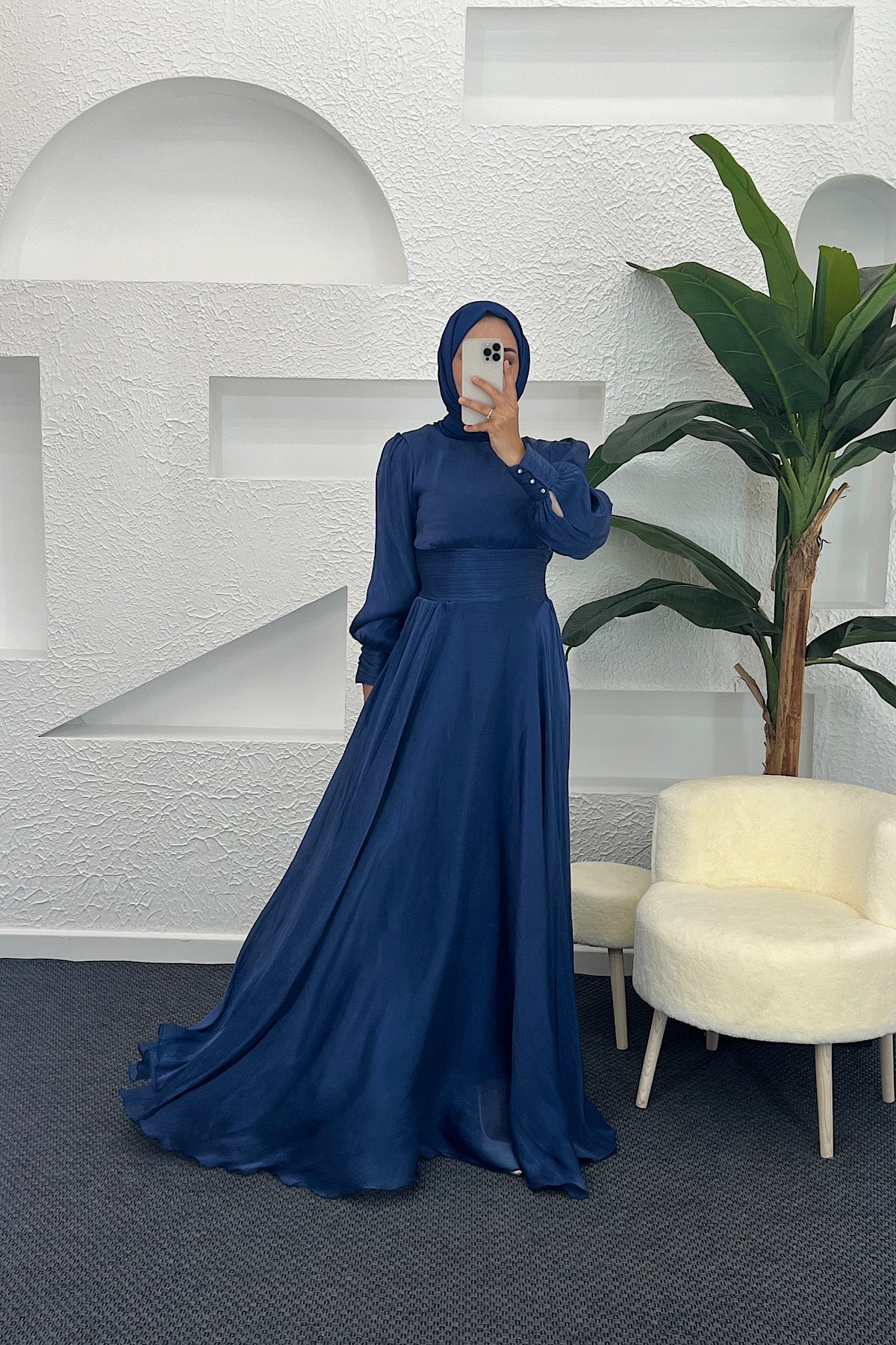 Marly Beli Piliseli Abiye Lacivert 3066-LACIVERT