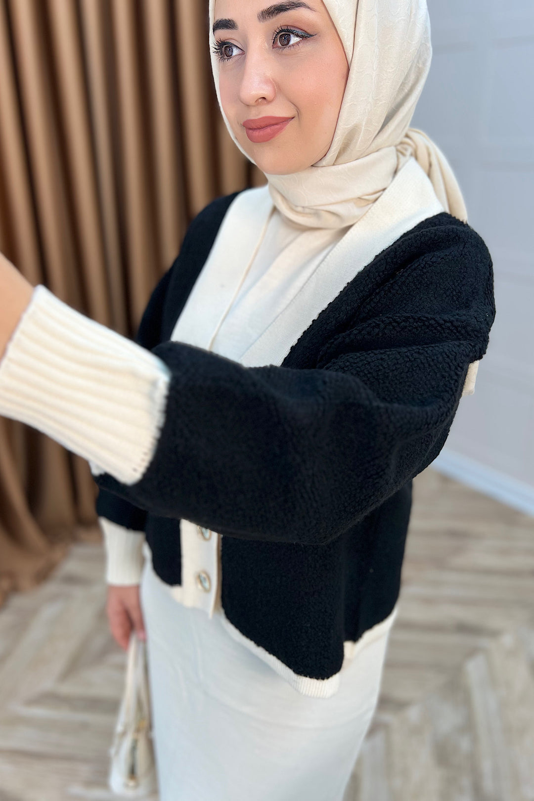 Sezen İkili Triko Elbise Krem 241090-KREM