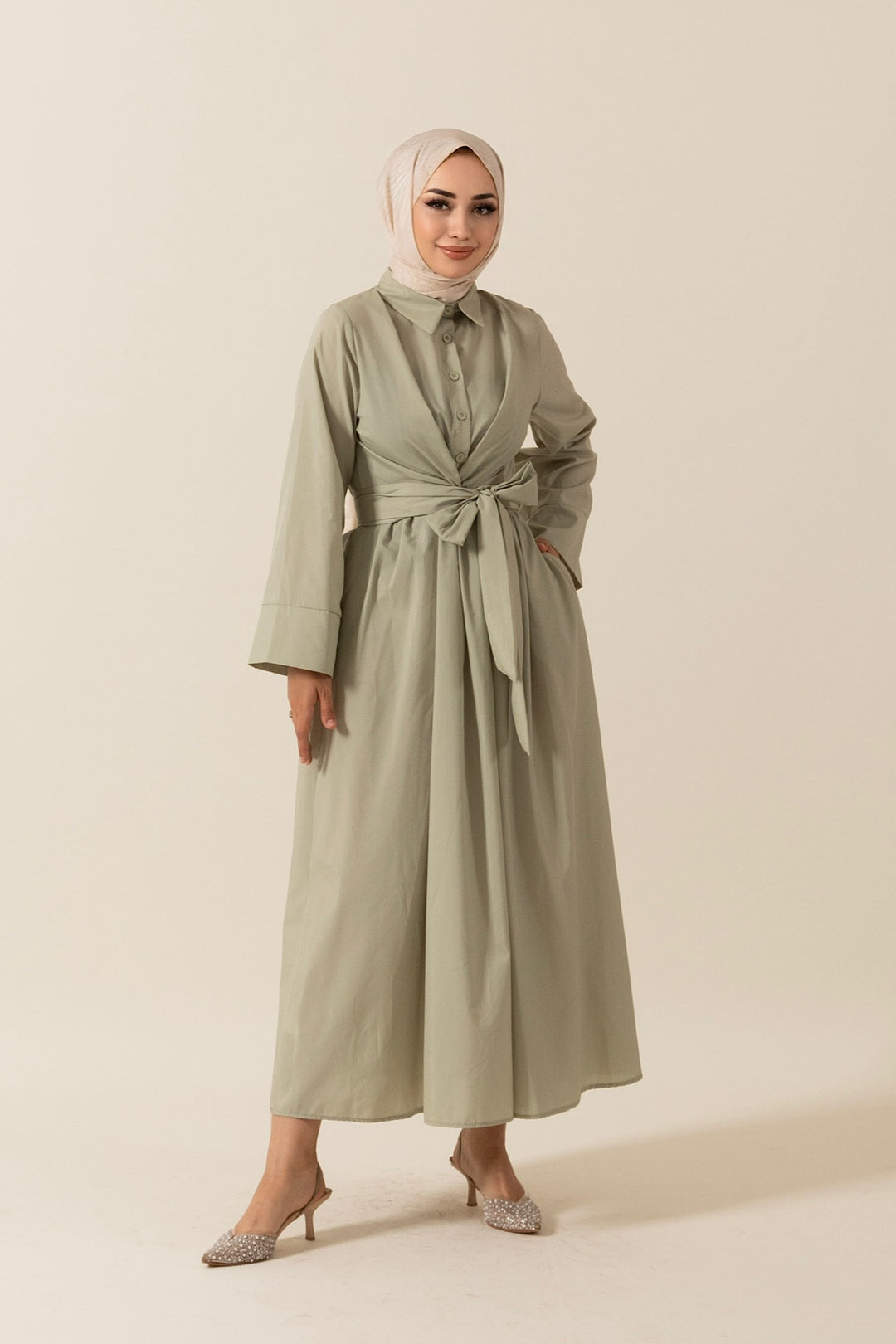 Elisa Bağlamalı Elbise Çağla Yeşili 9608-CAGLAYESILI
