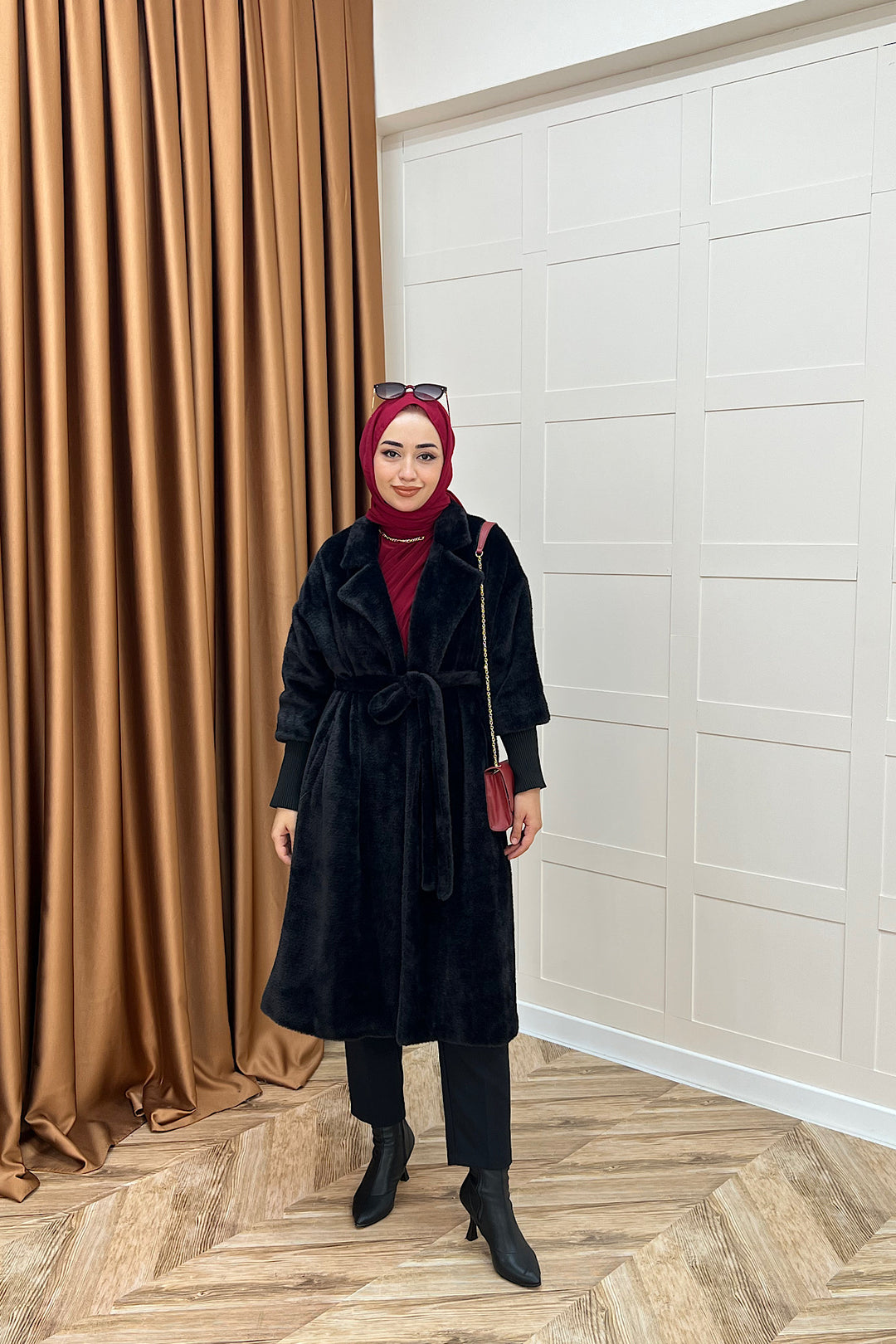 Angora Premium Kumaş Kaban Siyah 5519-SIYAH