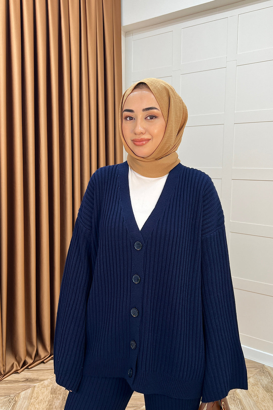 Galata Fitilli Triko Hırka Takım Lacivert 25630-LACIVERT