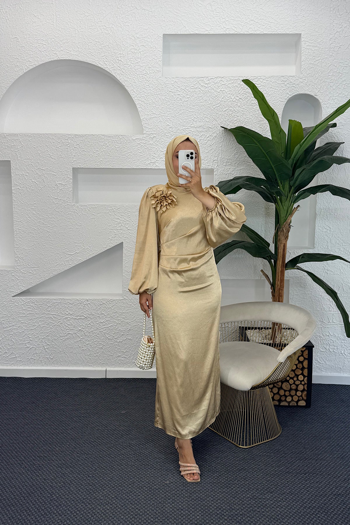 Sanna Broş Detay Abiye Gold 4985-GOLD