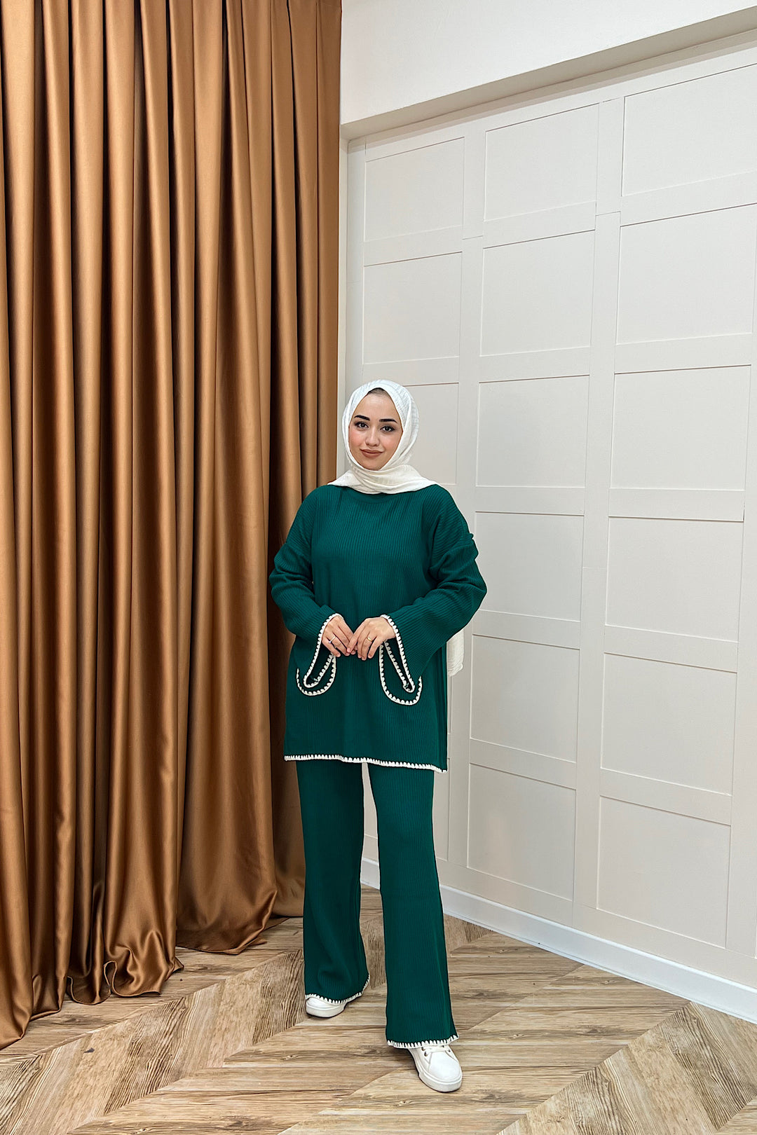 Cep Örgülü Triko Takım Zümrüt 24200-ZUMRUT