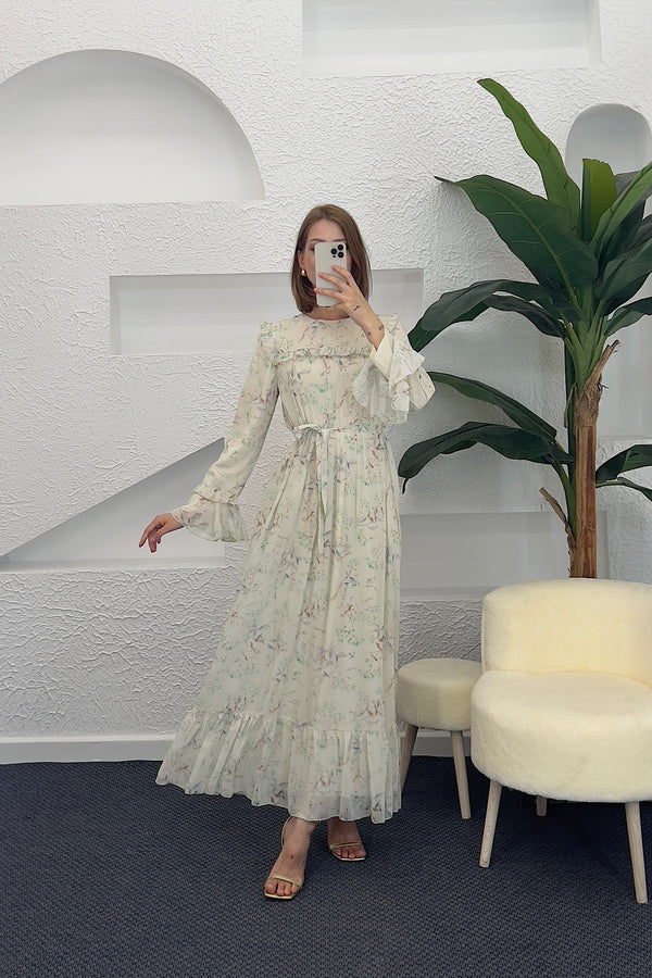 Julia Şifon Elbise Yeşil 3063-YESIL