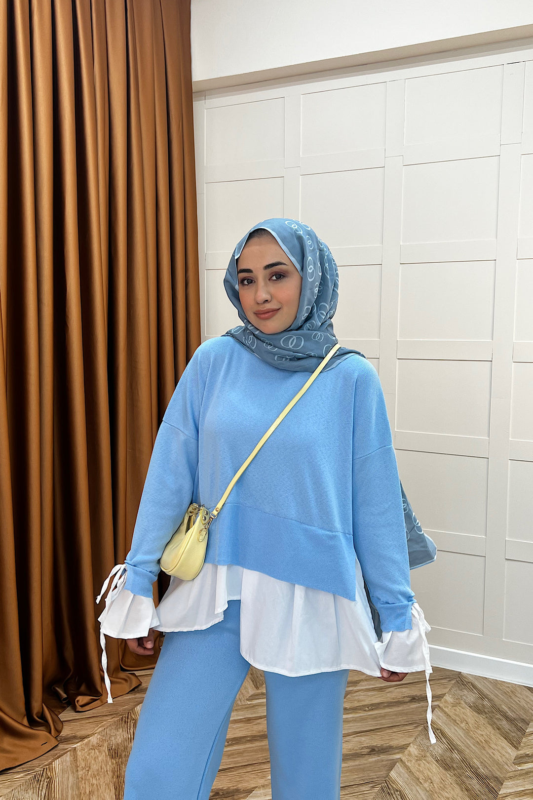 Truva Gömlek Detay Merserize Triko Takım Mavi 25350-MAVI