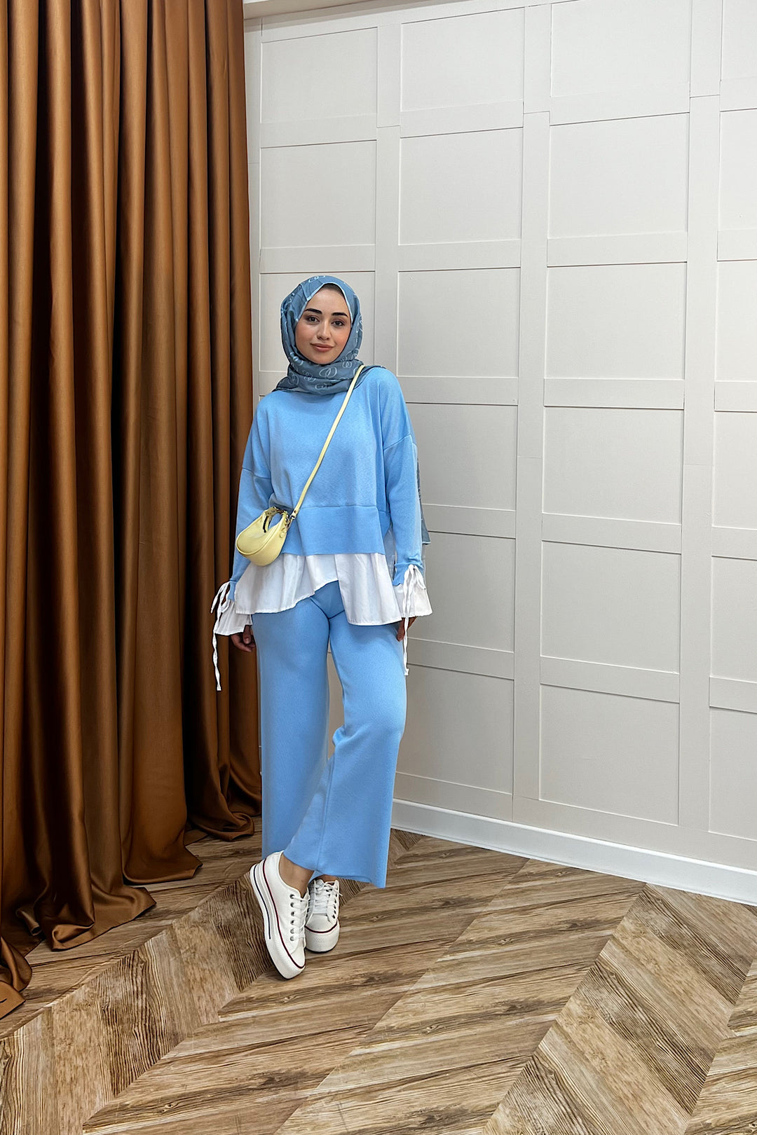 Truva Gömlek Detay Merserize Triko Takım Mavi 25350-MAVI