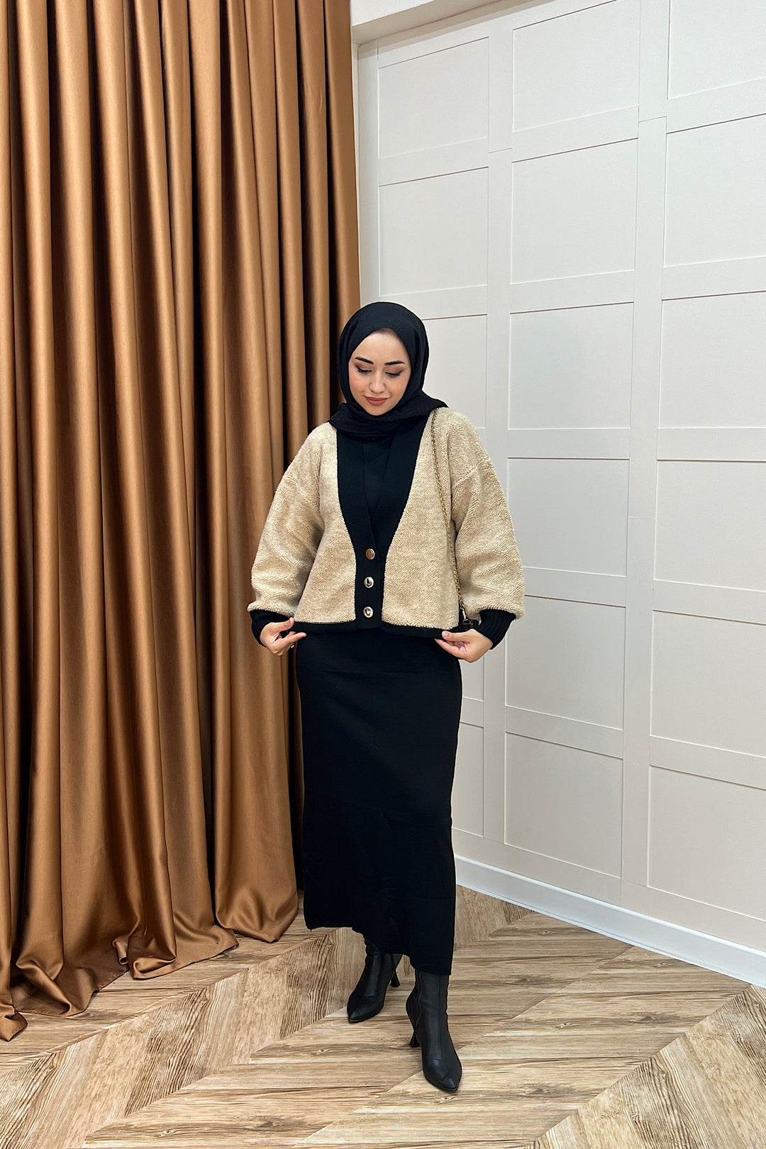 Sezen İkili Triko Elbise Camel 241090-CAMEL