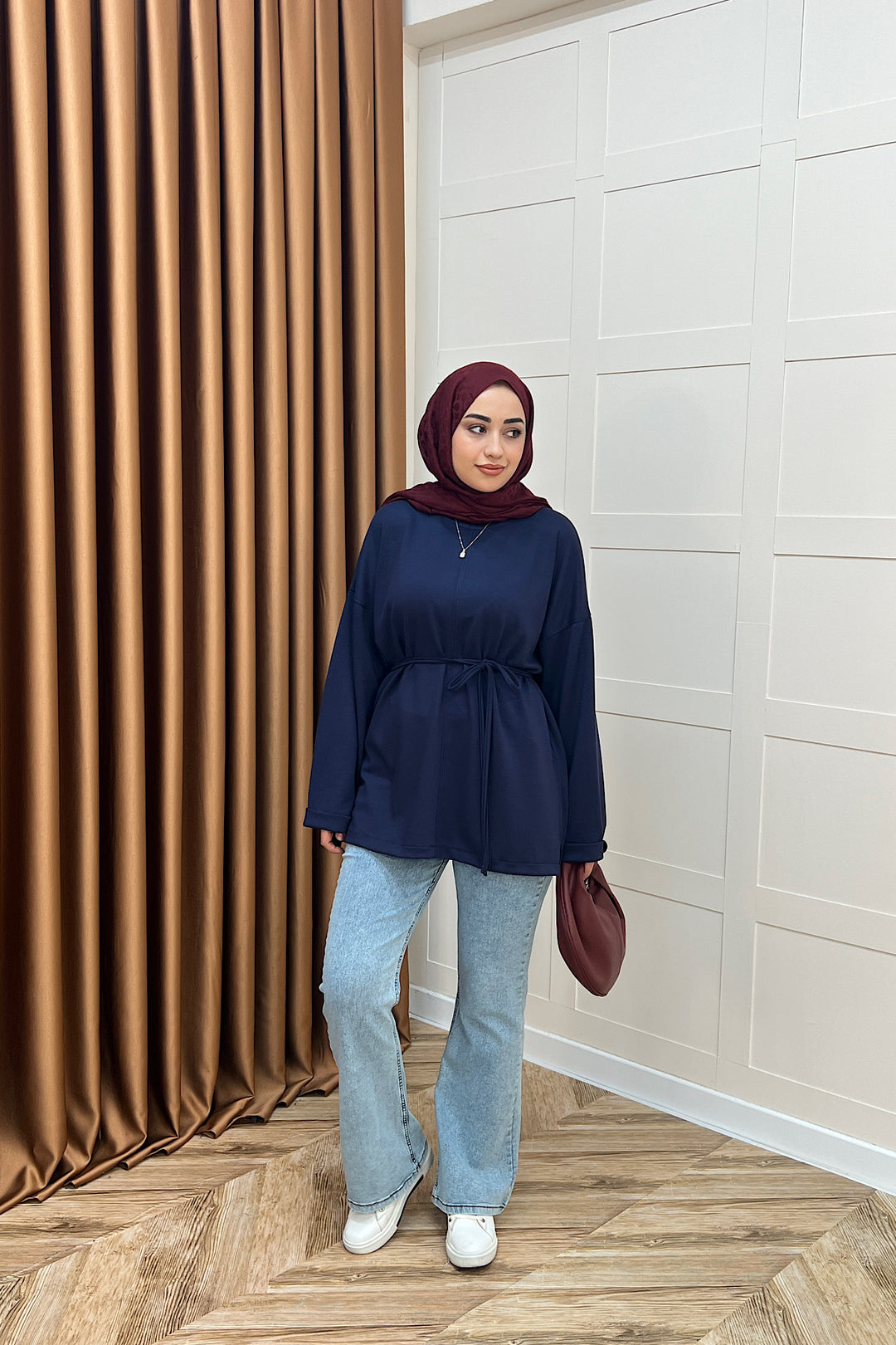 Türev Duble Kol Tunik Lacivert 6060-LACIVERT