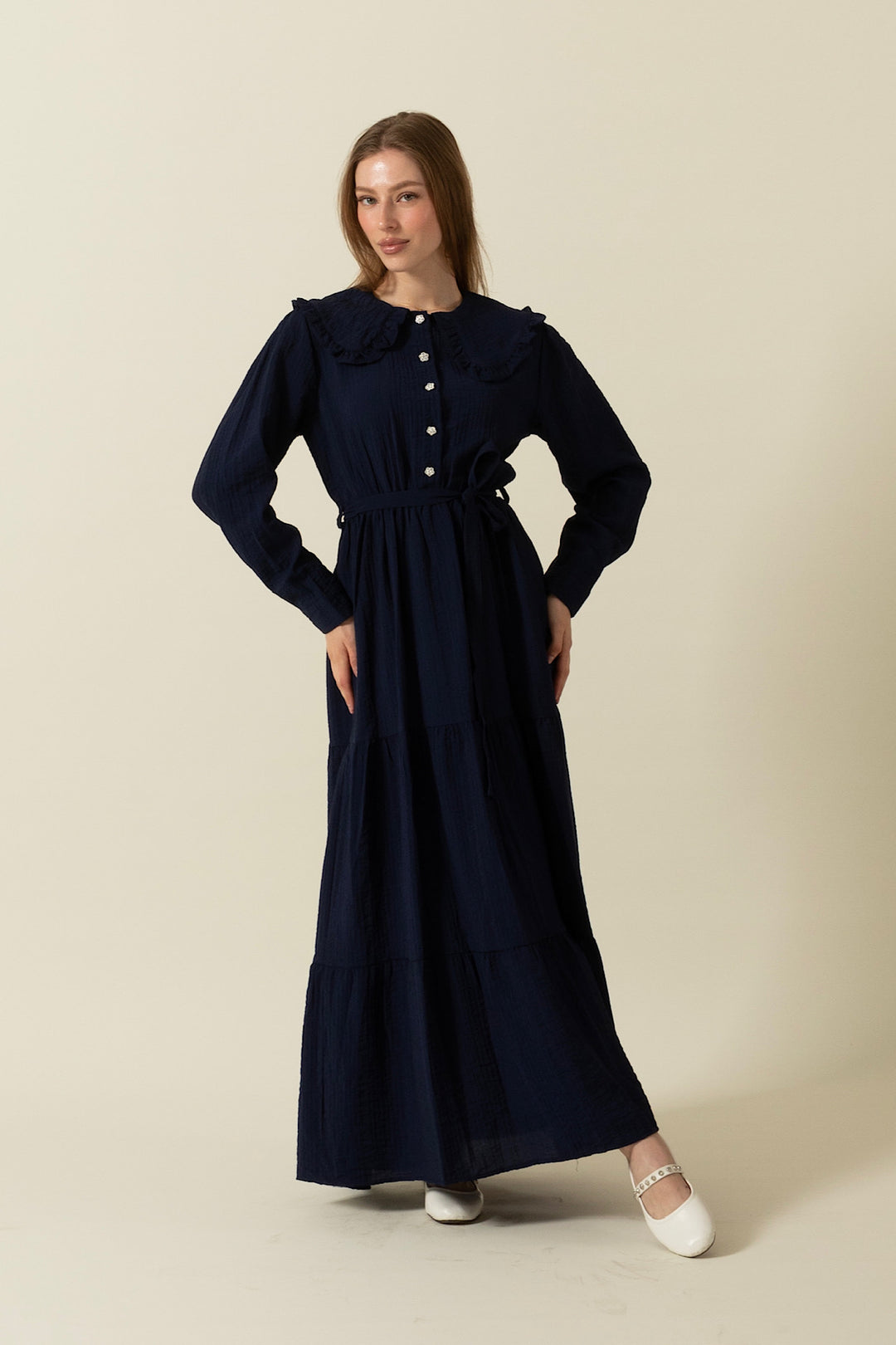 Bebe Yakalı Elbise Lacivert 1899-LACIVERT