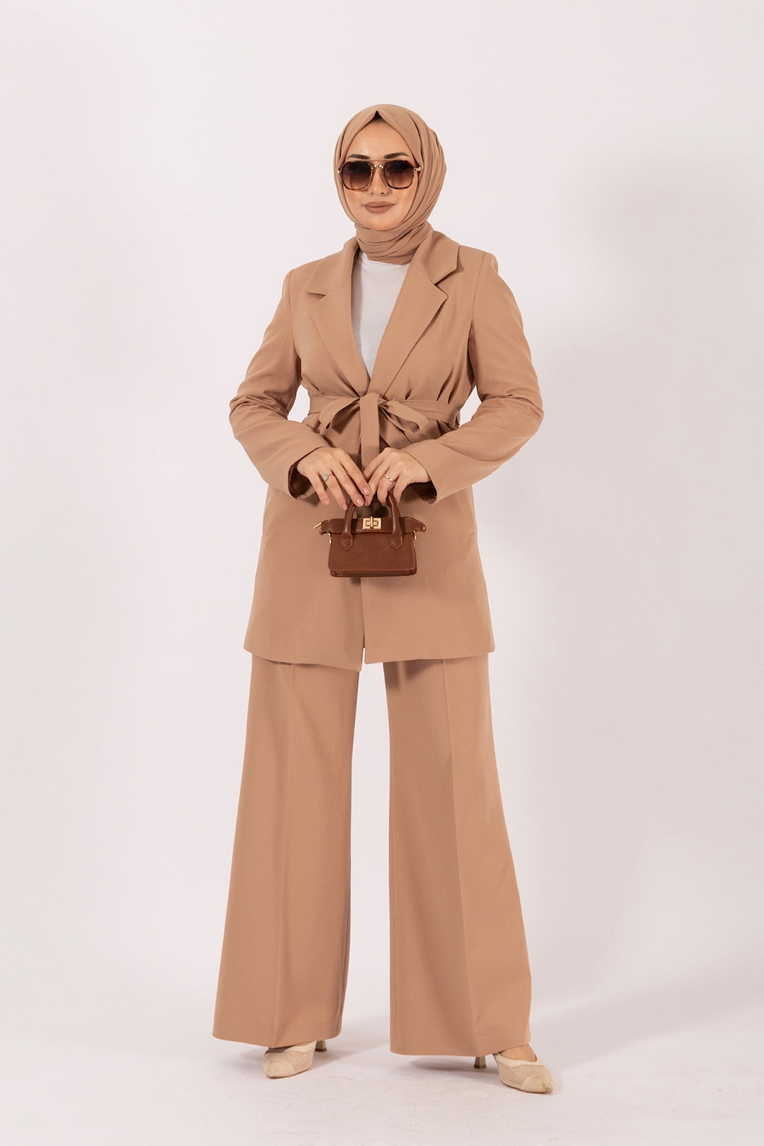 İkili Düz Ceket Takım Camel 6151-CAMEL