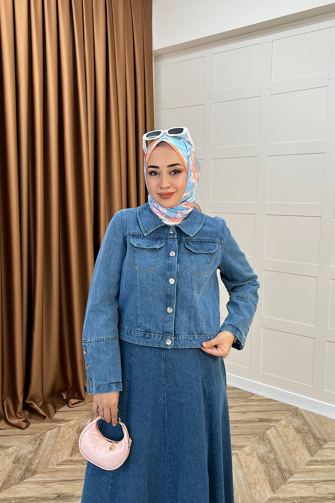 Kot Ceket Etekli Takım Mavi 6196-MAVI