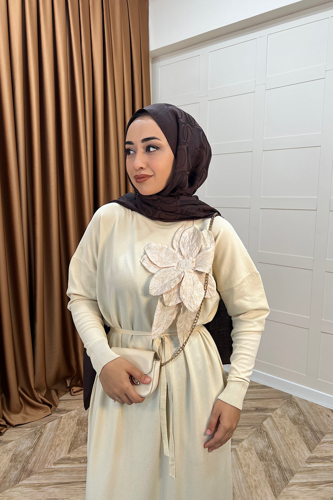 Zambak Merserize Triko Elbise Taş 25110-TAS