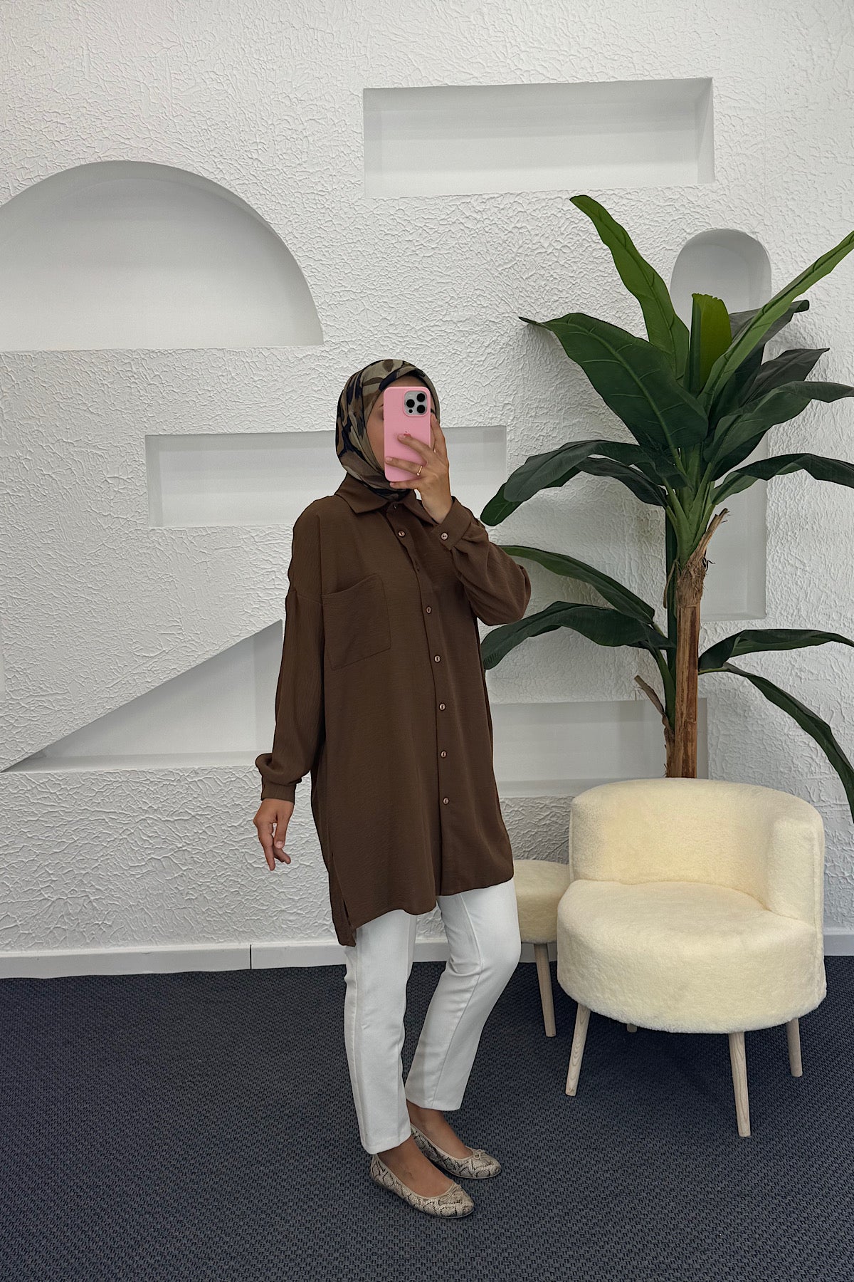 Cep Detay Linda Tunik Kahverengi 2457-KAHVERENGI