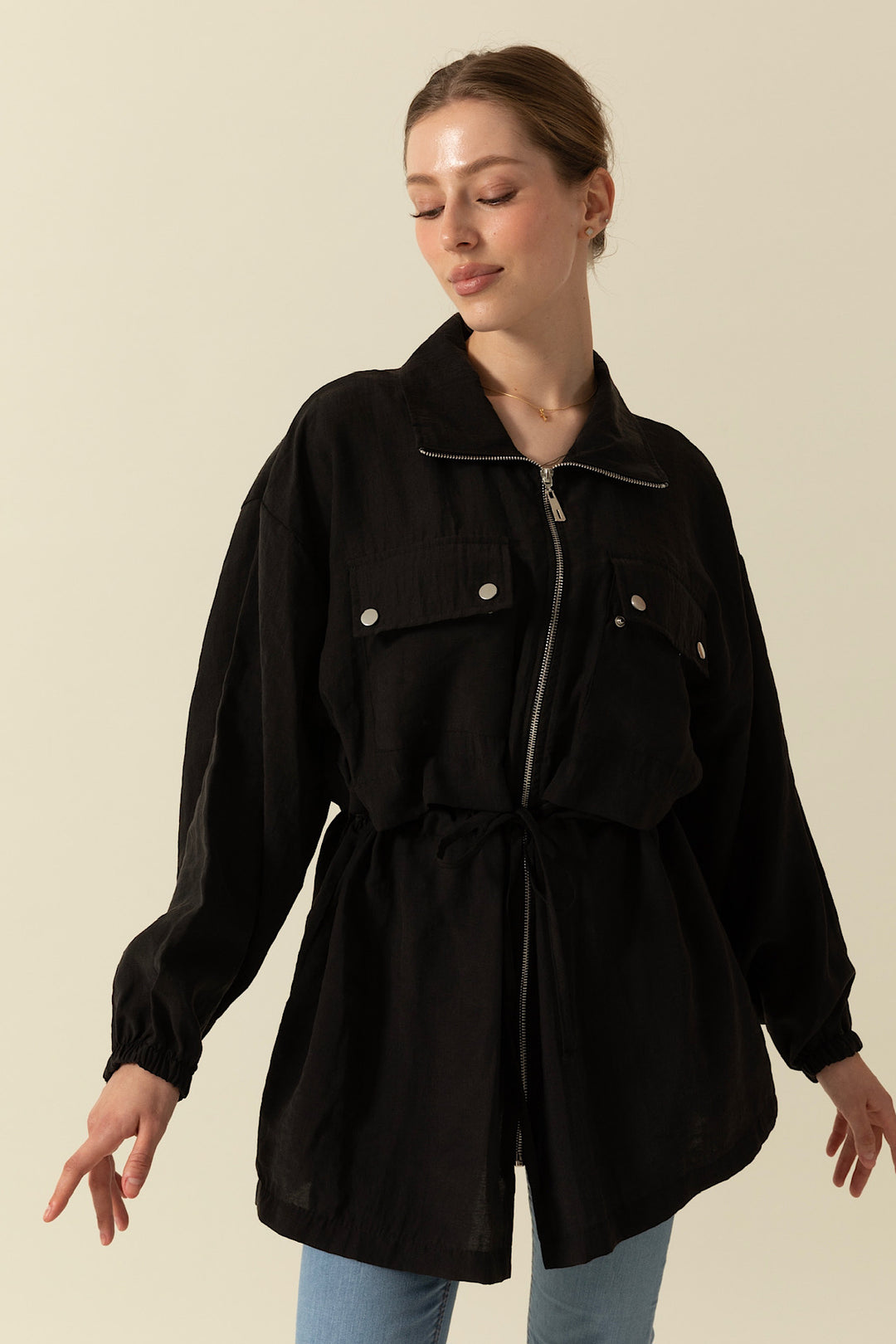 Çift Cepli Tesla Kap Siyah 1940-SIYAH