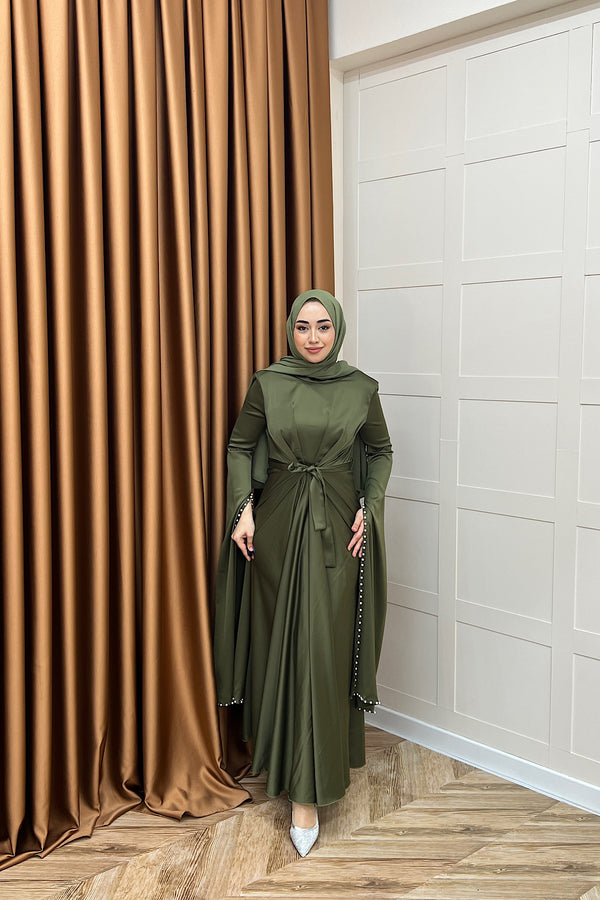 Lyon İnci Detay Abiye Zümrüt 3079-ZUMRUT