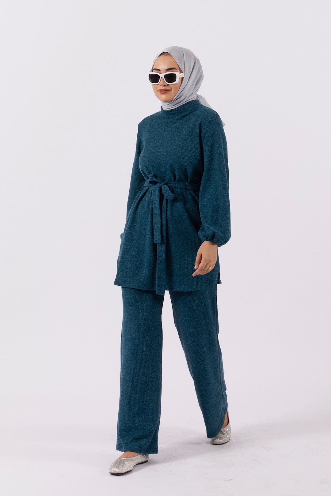 Zarina İkili Örme Takım Petrol 24K6174-PETROL