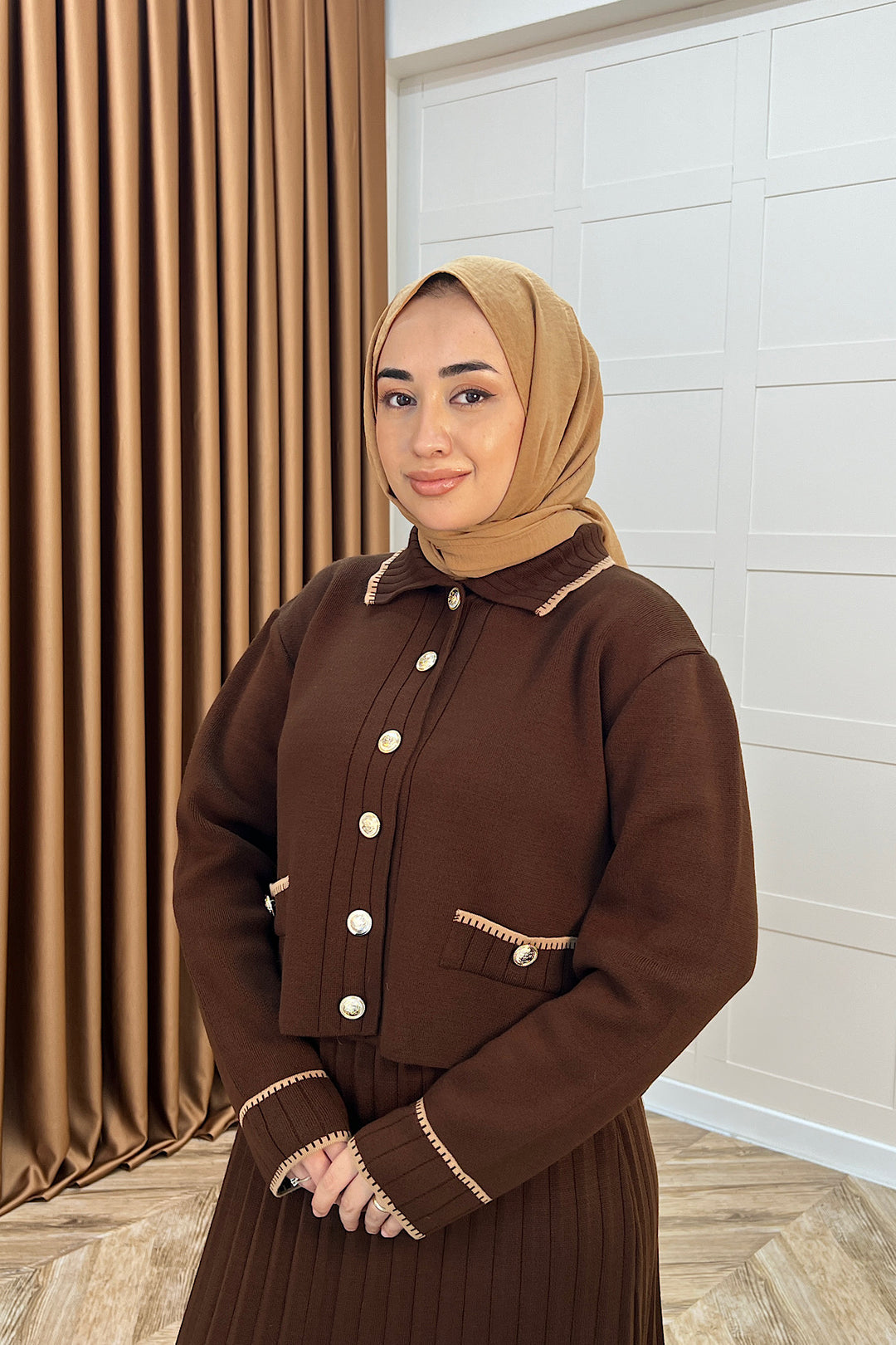 Roma Etekli Triko Takım Kahverengi 20999-KAHVERENGI