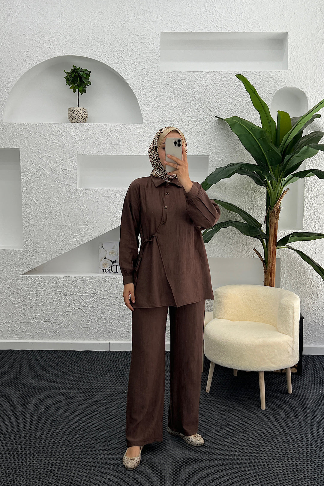 Tuana Yandan Bağlamalı Takım Kahverengi 3130-KAHVERENGI