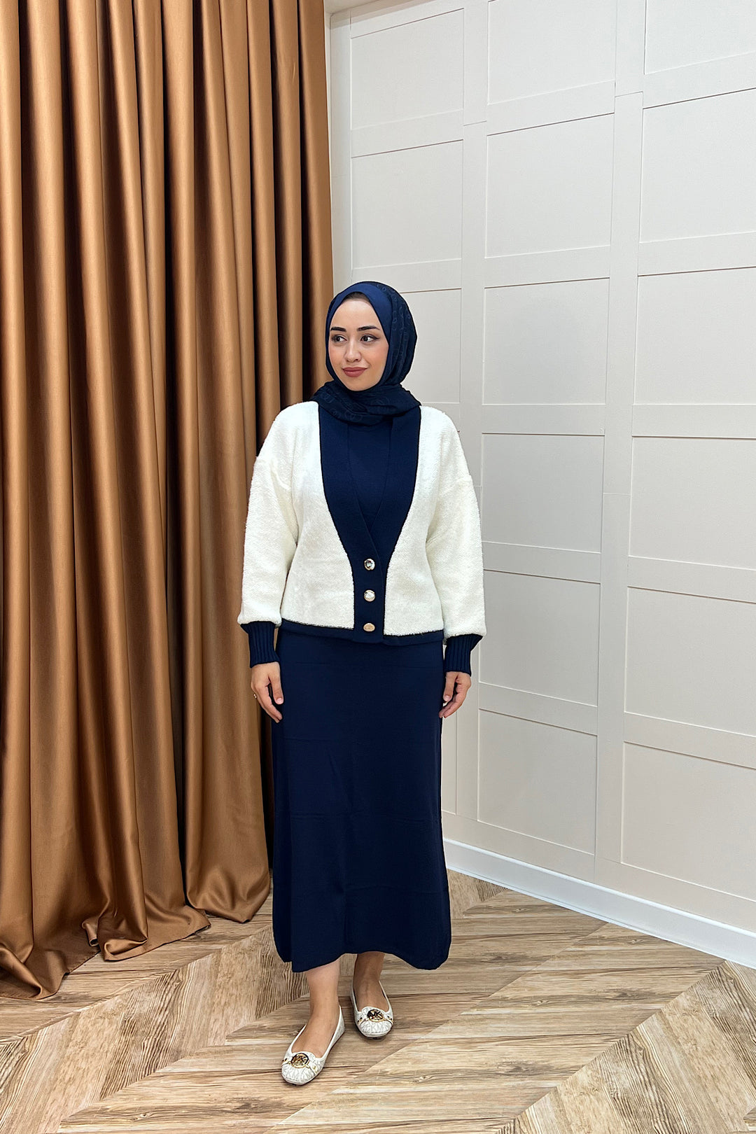 Sezen İkili Triko Elbise Lacivert 241090-LACIVERT