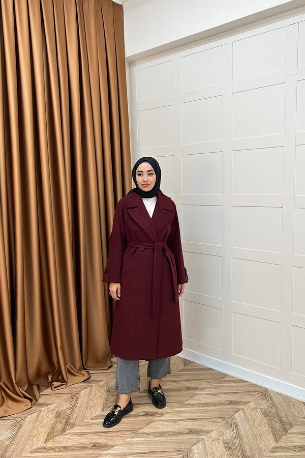 Martina Yırtmaçlı Kaban Bordo 5508-BORDO