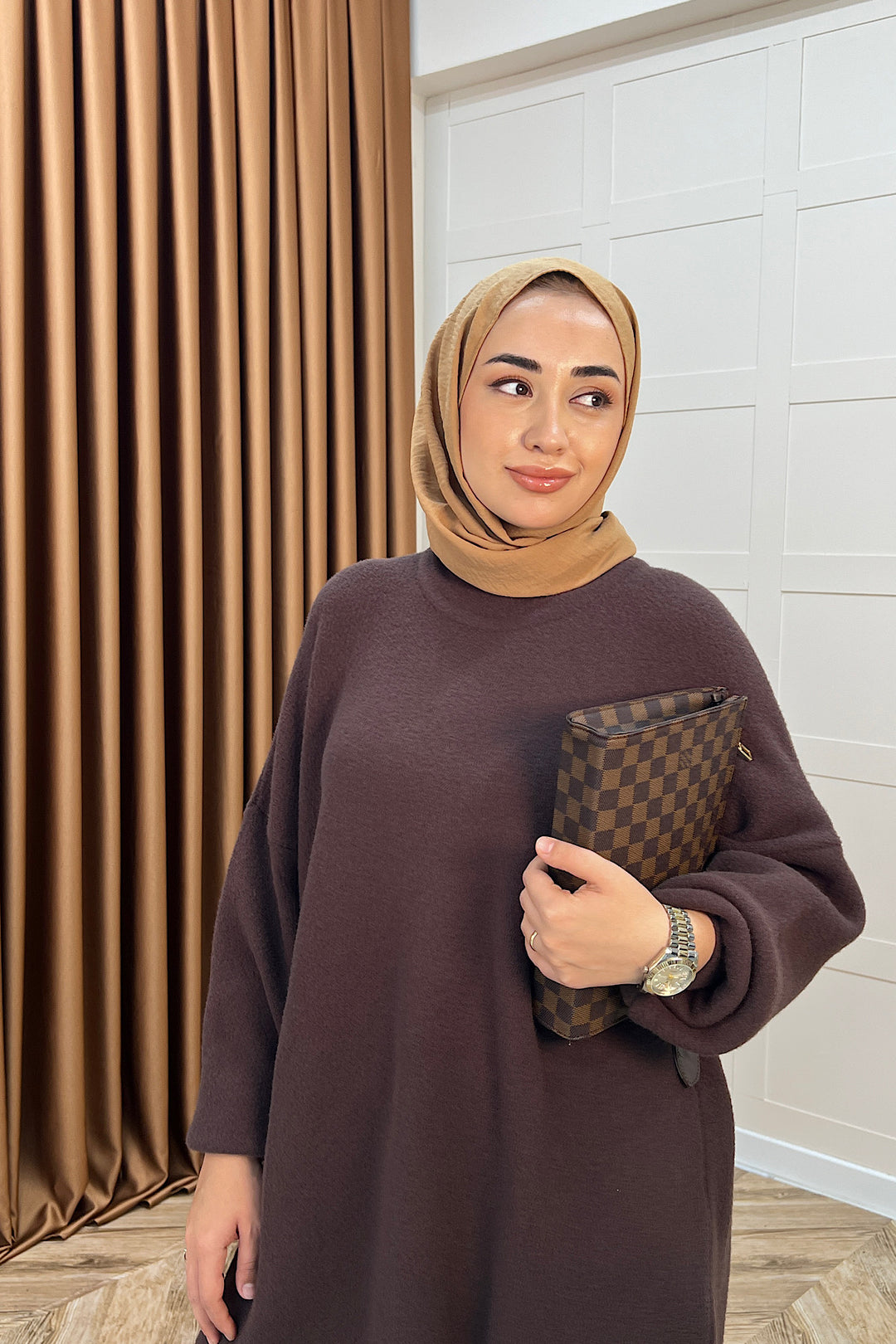 Dilşah Angora İkili Triko Takım Kahverengi 25650-KAHVERENGI