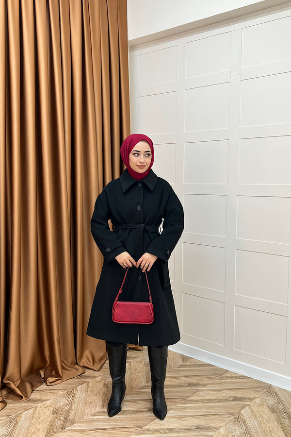 Parla Premium Kumaş Kaban Siyah 5516-SIYAH