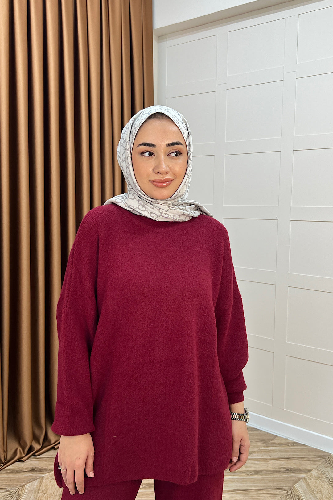 Dilşah Angora İkili Triko Takım Bordo 25650-BORDO