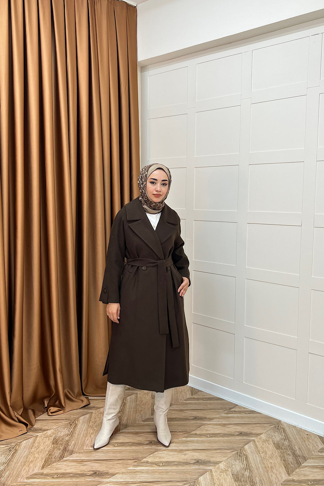 Martina Yırtmaçlı Kaban Kahverengi 5508-KAHVERENGI