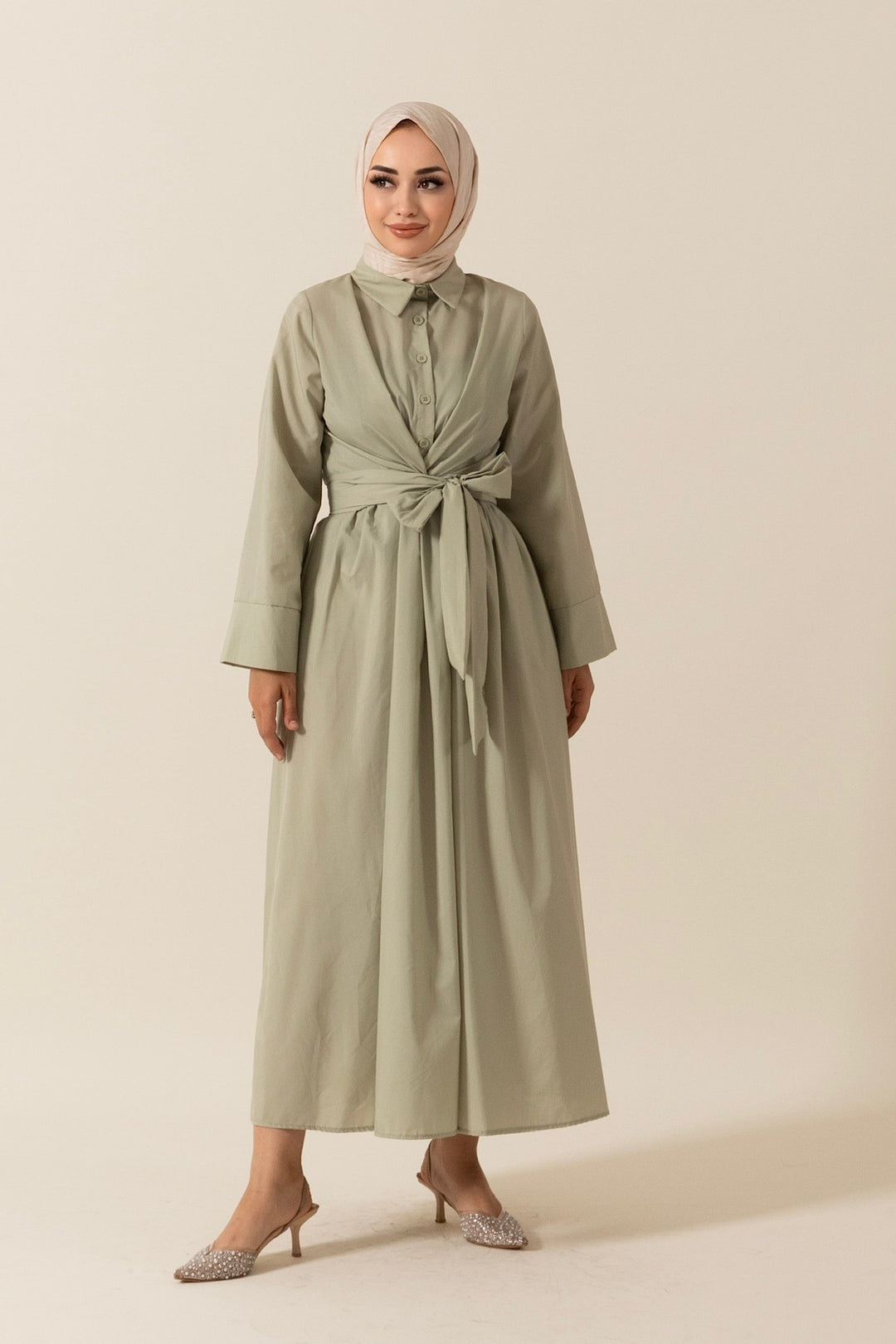 Elisa Bağlamalı Elbise Çağla Yeşili 9608-CAGLAYESILI