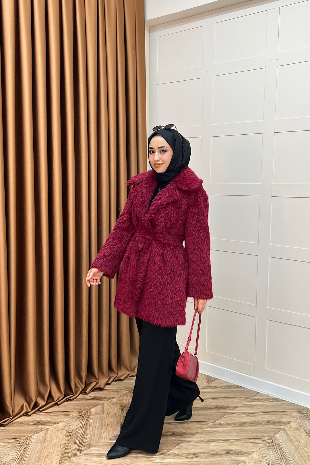 Grok Peluş Kaban Bordo 5523-BORDO