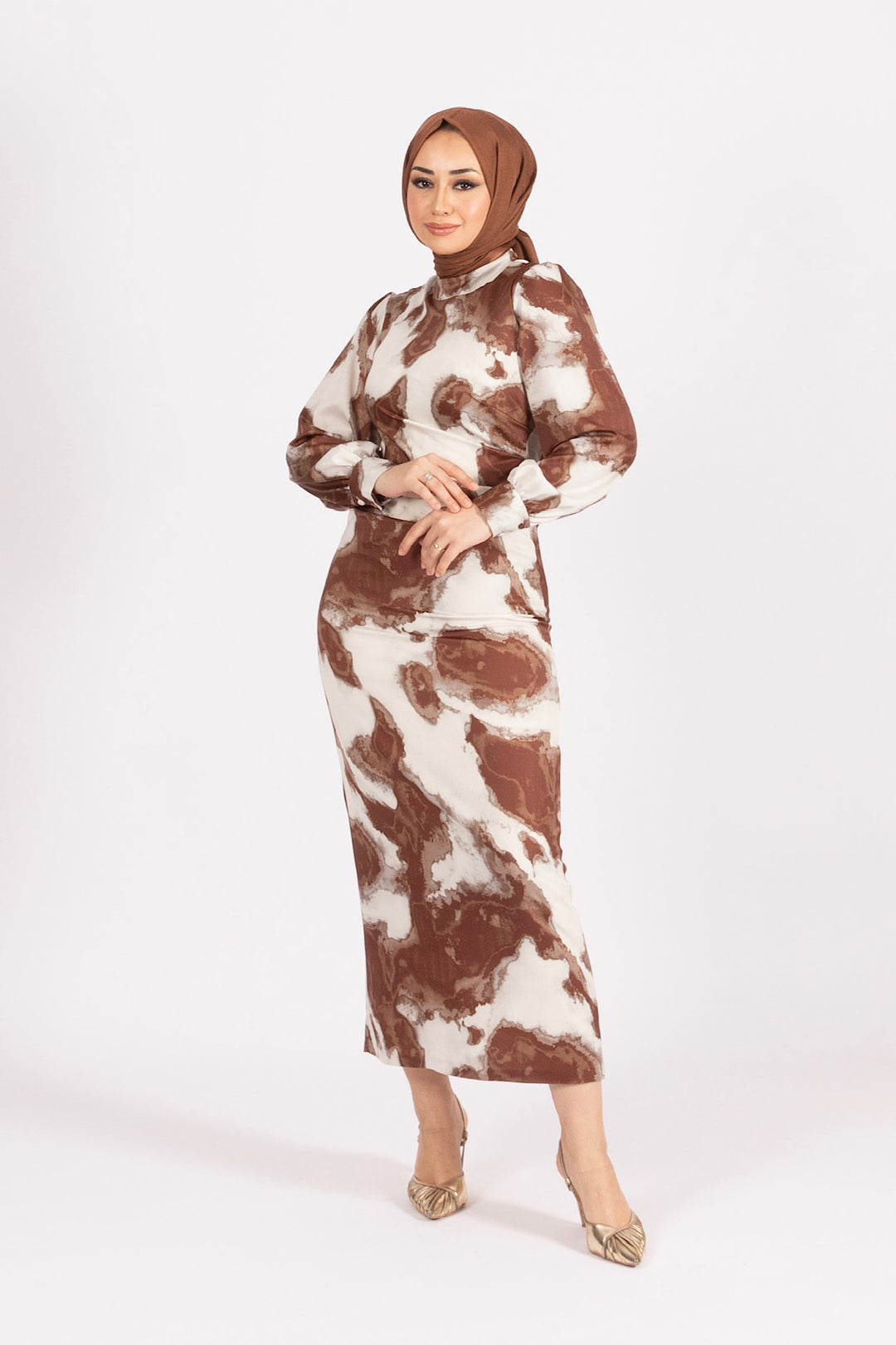 Laura Saten Abiye Kahverengi 4919-KAHVERENGI