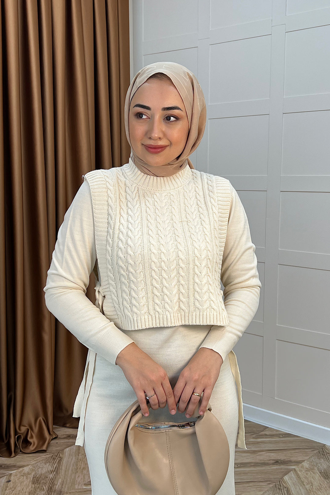 Barles İkili Triko Elbise Krem 25220-KREM