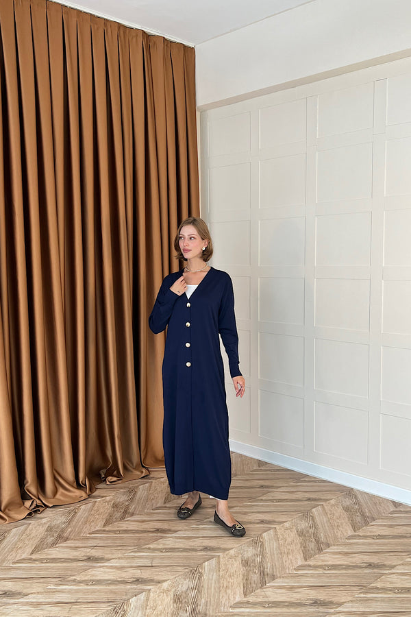 Uzun Triko Hırka Lacivert 247500-LACIVERT