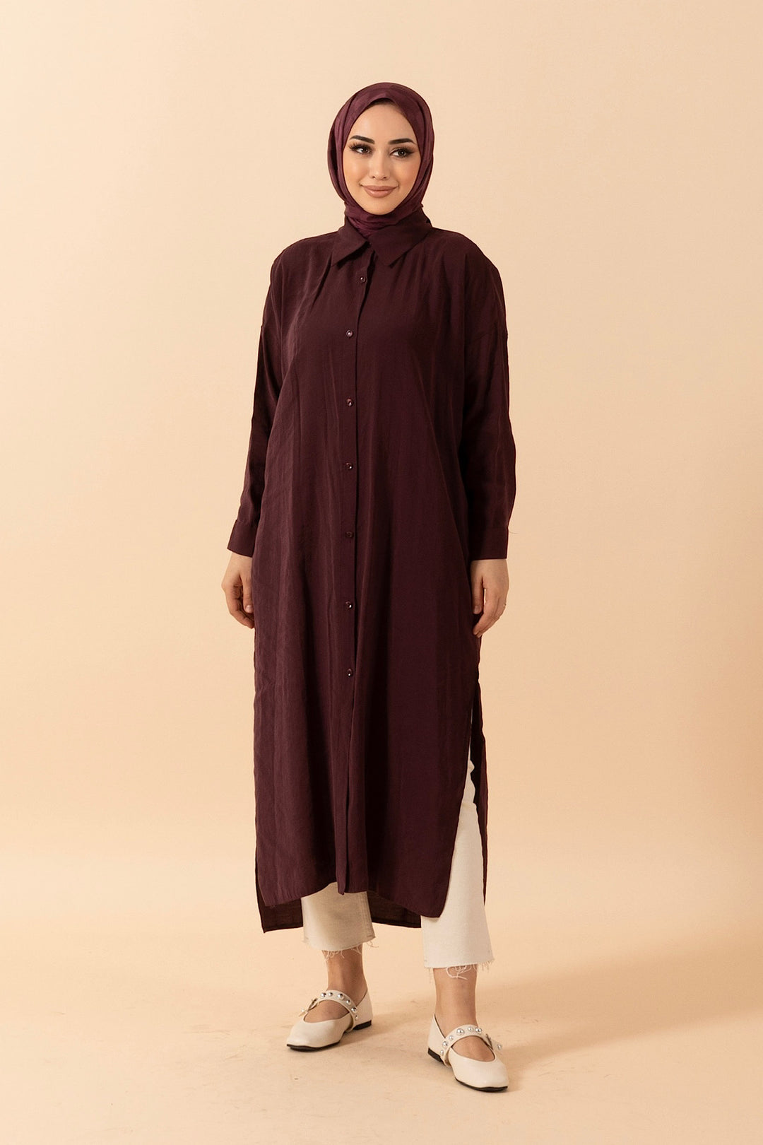 Cupra Uzun Tunik Bordo 2760-BORDO